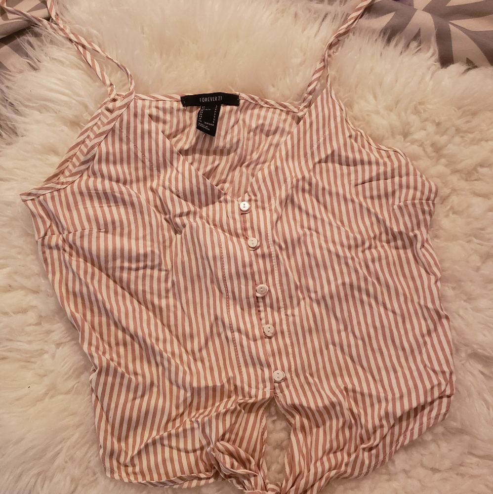 Button down crop top with tie